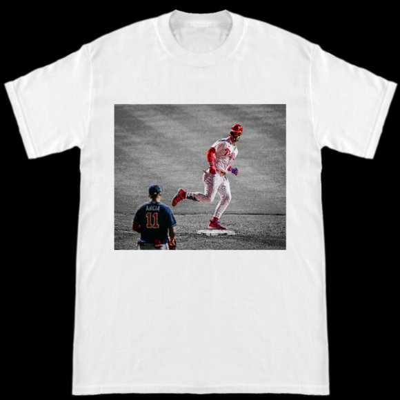 Bryce Harper Stares Down Orlando Arcia T Shirt - Picture 1 of 1